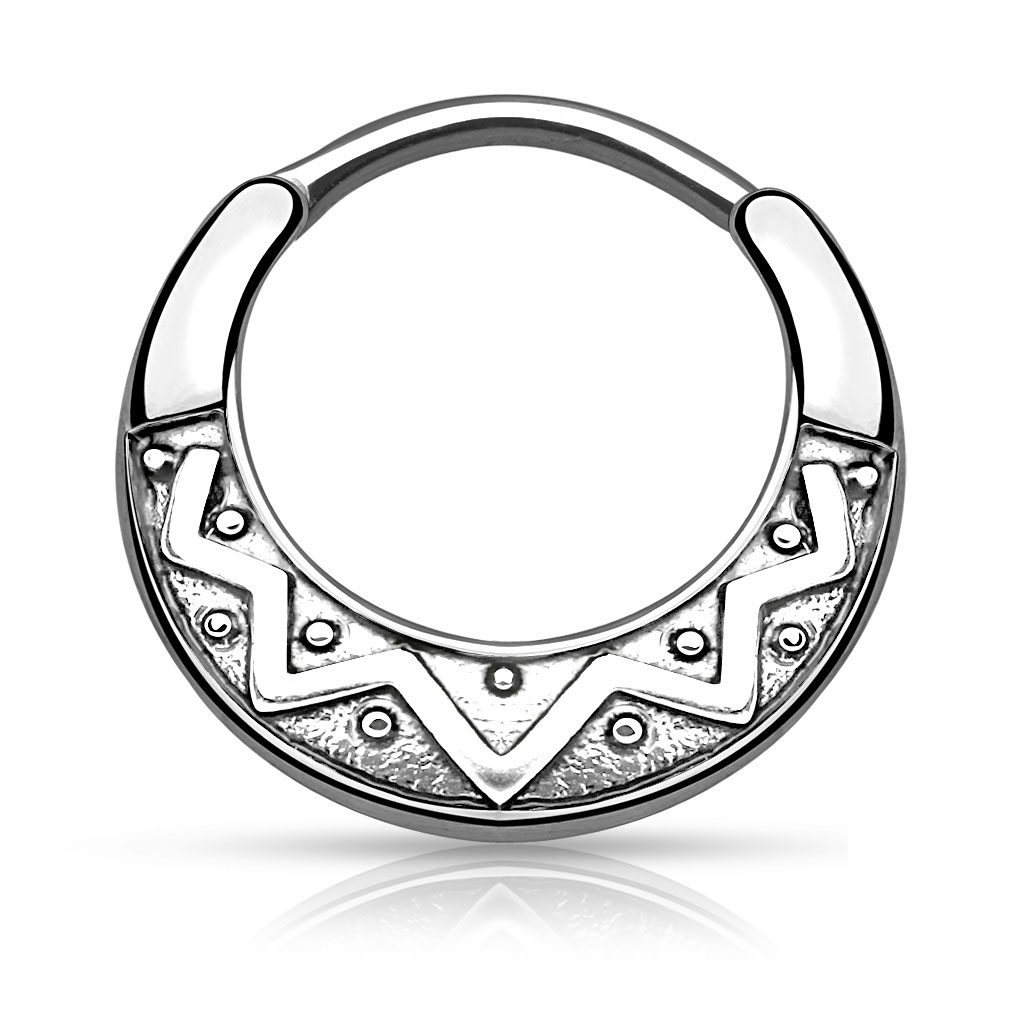 Cercel clicker de sept cu motiv aztec