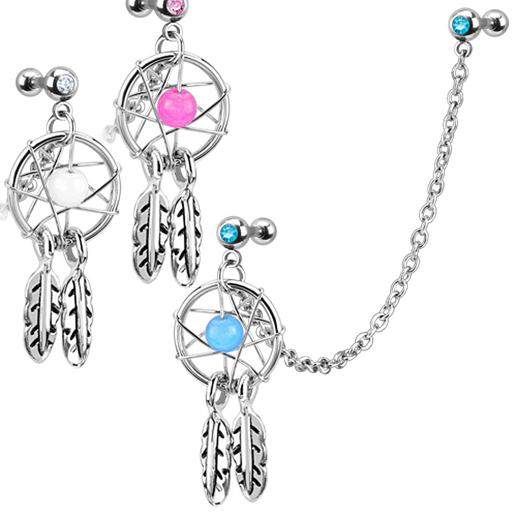 Barbell pentru tragus și helix cu dreamcatcher