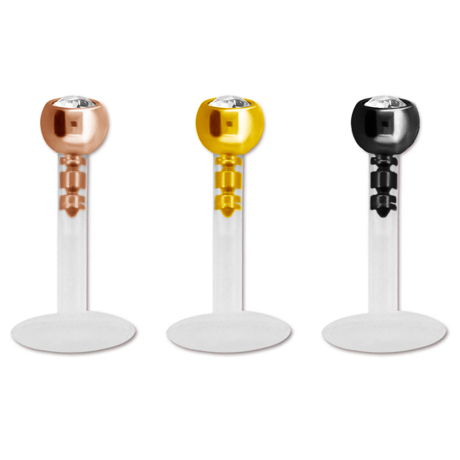 Labret din PTFE colorat cu piatră în vârf
