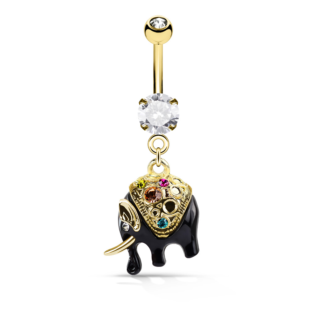 Barbell de buric cu elefant negru