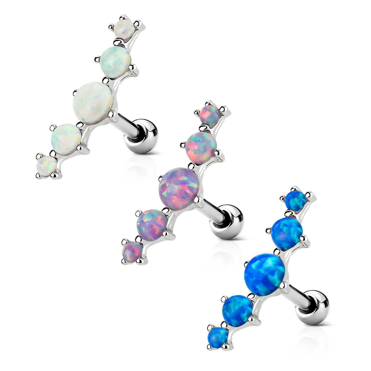 Barbell de helix cu cinci pietre de opal