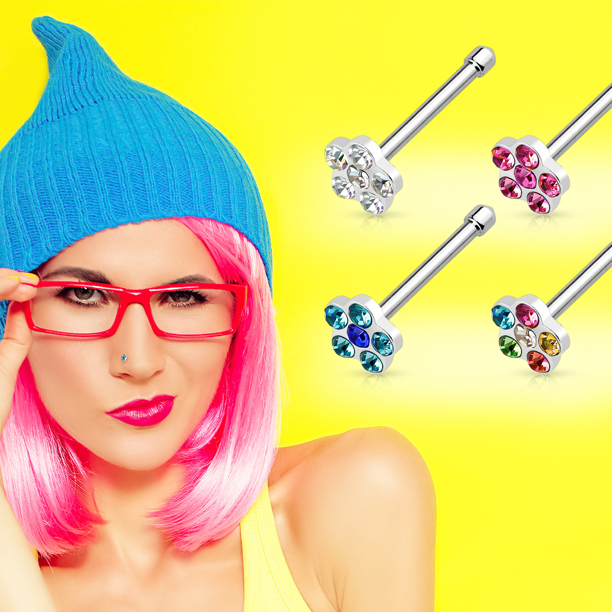 Stud nazal cu floare